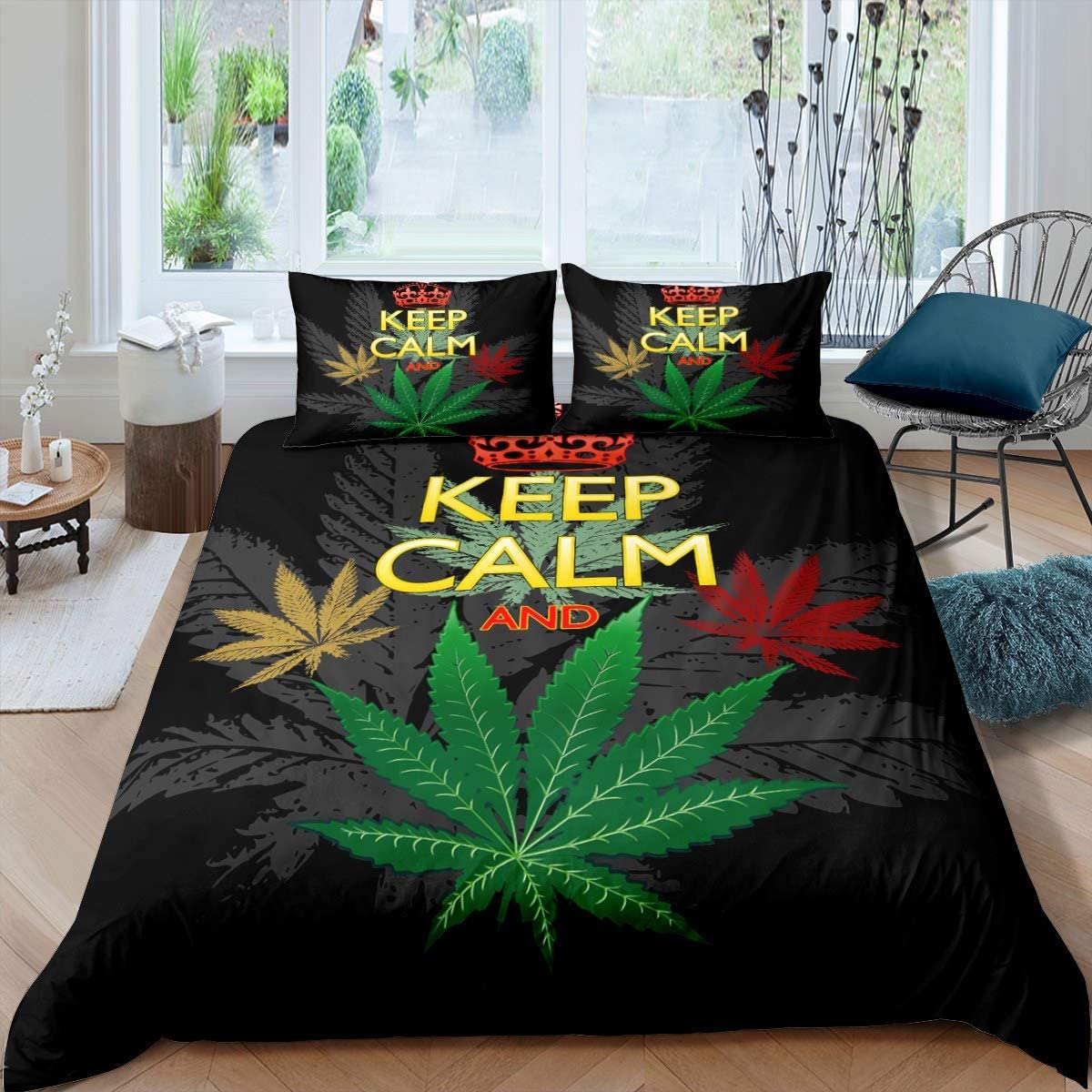 Price:$19.99 Cannabis Leaves Bedding Set Marijuana Leaf Duvet Cover Set for Boys Girls Adults Marijuana Weed Green Leaf Comforter Cover Botanical Hemp Quilt Cover Decor Bedroom Collection King Size : Home & Kitchen