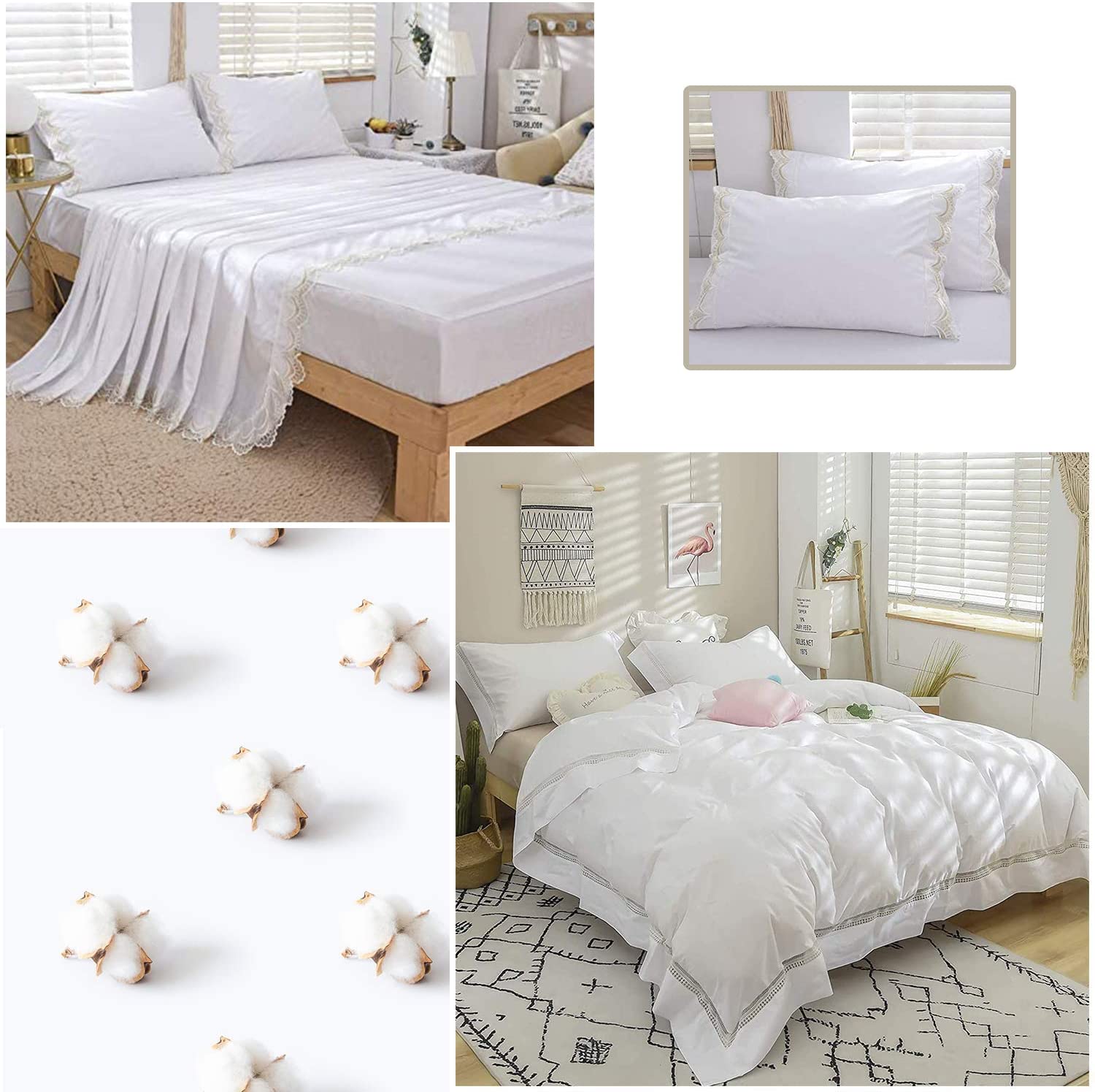 Price:$169.00 White Bedding Set 7 Piece King with Sheets 100% Cotton Bed in a Bag Duvet Cover Set Bundle : Home & Kitchen