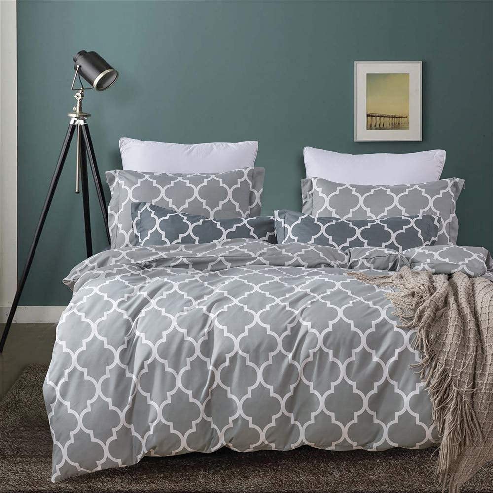 Price:$54.00 Grey Duvet Cover King Quilt Bedding Set with 2 Pillow Shams --3pc Printed Comforter Quilt Cover Pillowcase : Everything Else