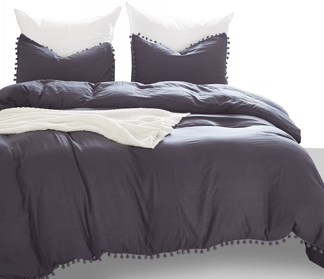 Price:$34.99 Fringe Duvet Cover 3 Piece Set – Ultra Soft Double Washed Microfiber Hotel-Quality – Comforter Cover with Zipper Closure and 1 Pillowcase, Grey - Full (Double) 80"x90" : Home & Kitchen