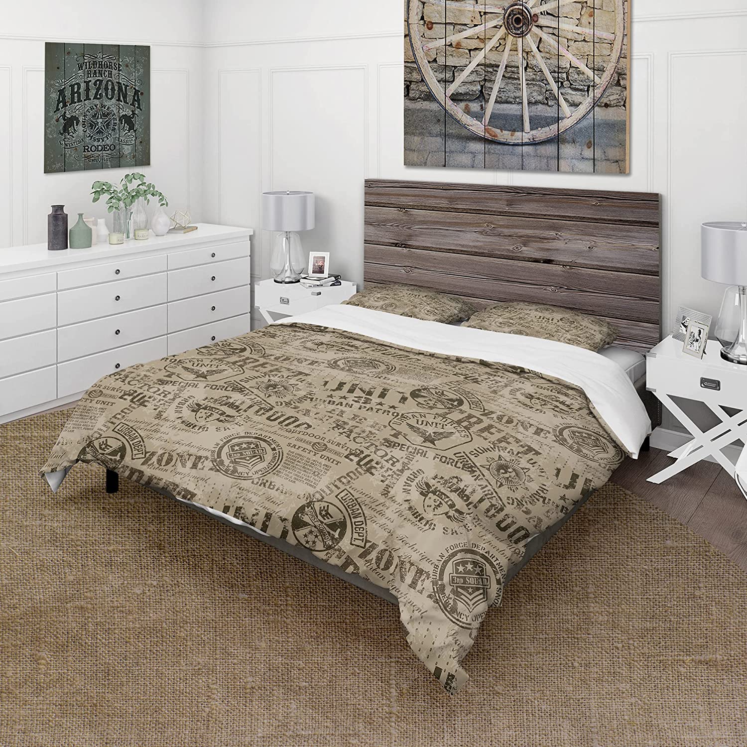 Price:$120.04 'Military Badges Vintage' Americana Duvet Cover Set : Home & Kitchen