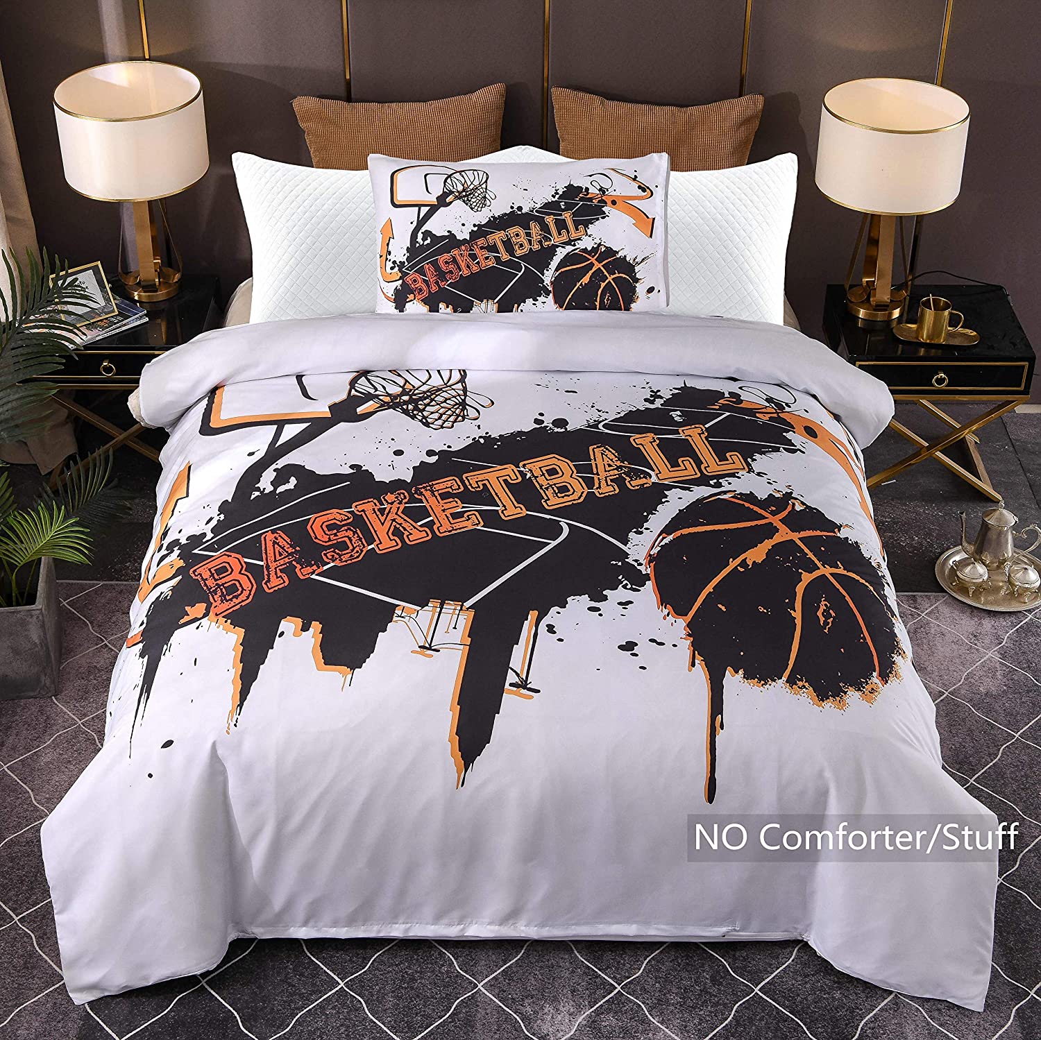 Price:$24.99 3D Sports Duvet Cover Set for Teen Boys Girls, Soft Microfiber Comforter Cover Bedding Sets with Zipper Closure, (No Comforter) (Twin XL(68"x86"), Basketball White) : Home & Kitchen