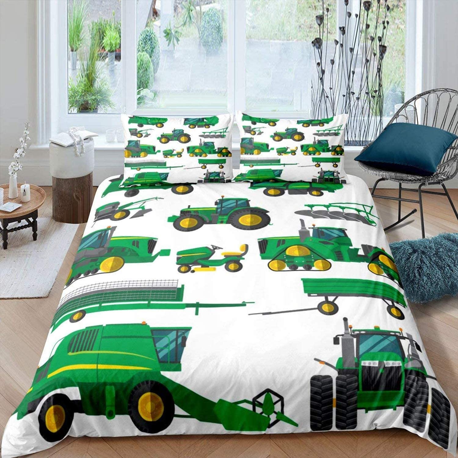 Price:$36.99 Tractor Duvet Cover Set Twin Size for Boys Kids Teens Excavators Farm Equipment Trucks Harvester Bedding 1 Duvet Cover + 1 Pillow Case : Home & Kitchen