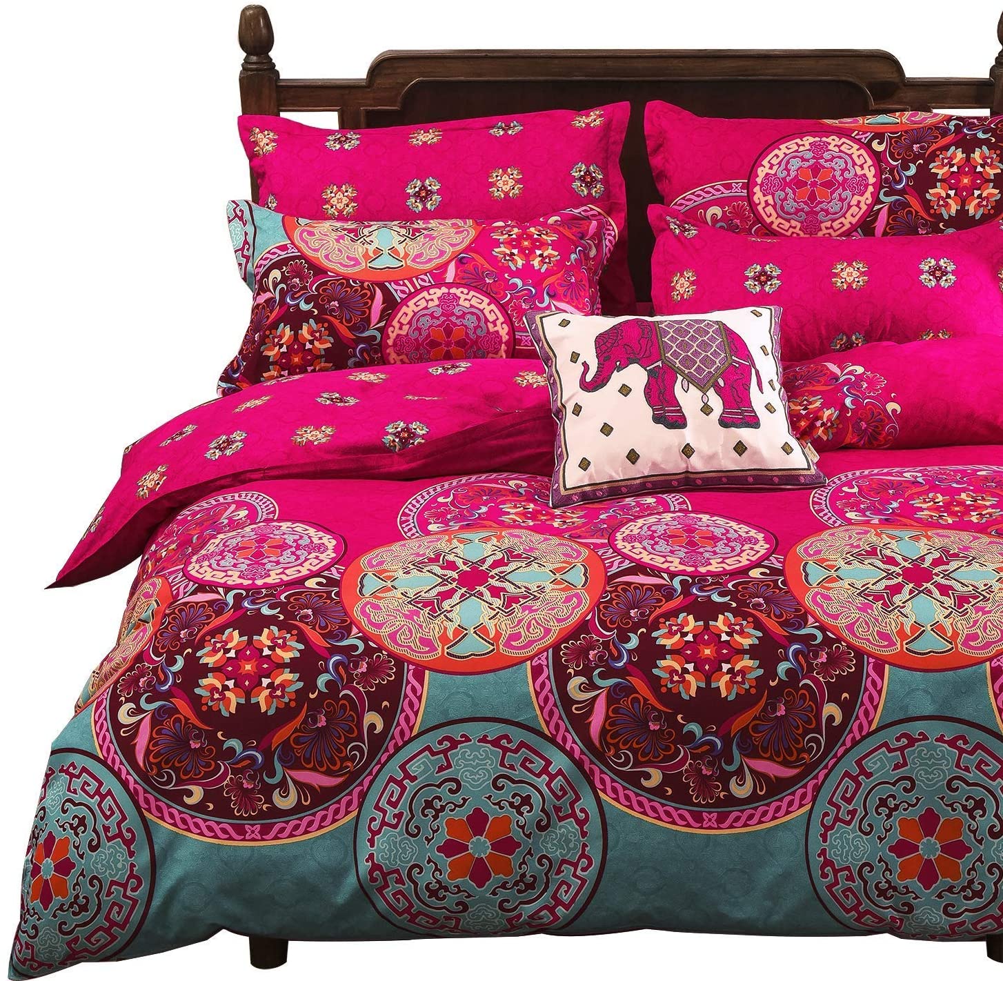 Price:$22.50 Lightweight Microfiber Duvet Cover Set, Bohemia Exotic Patterns Design, Bright Pink - King Size : Home & Kitchen
