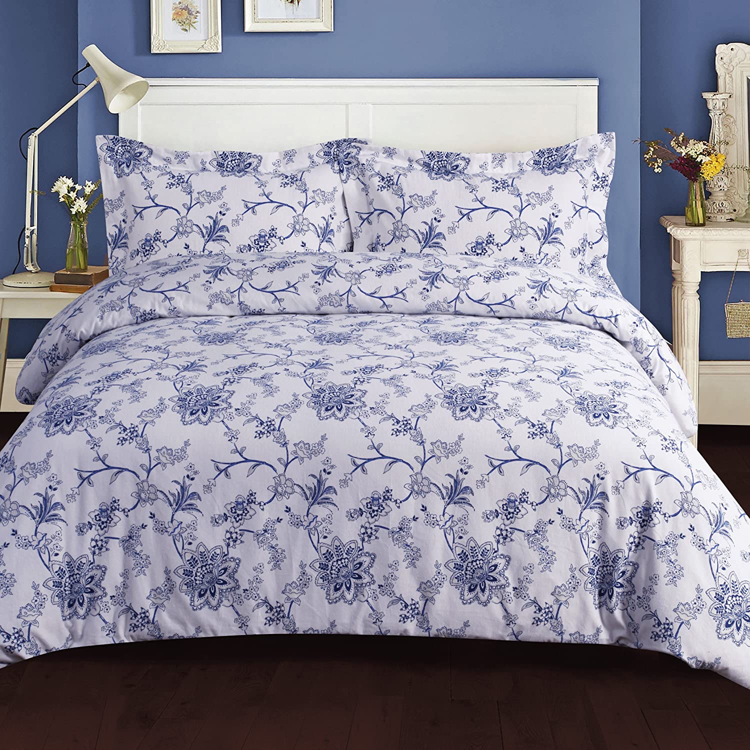 Price:$63.99 Living 200-GSM Floral Printed Duvet Cover Set, Queen, Multicolor : Home & Kitchen