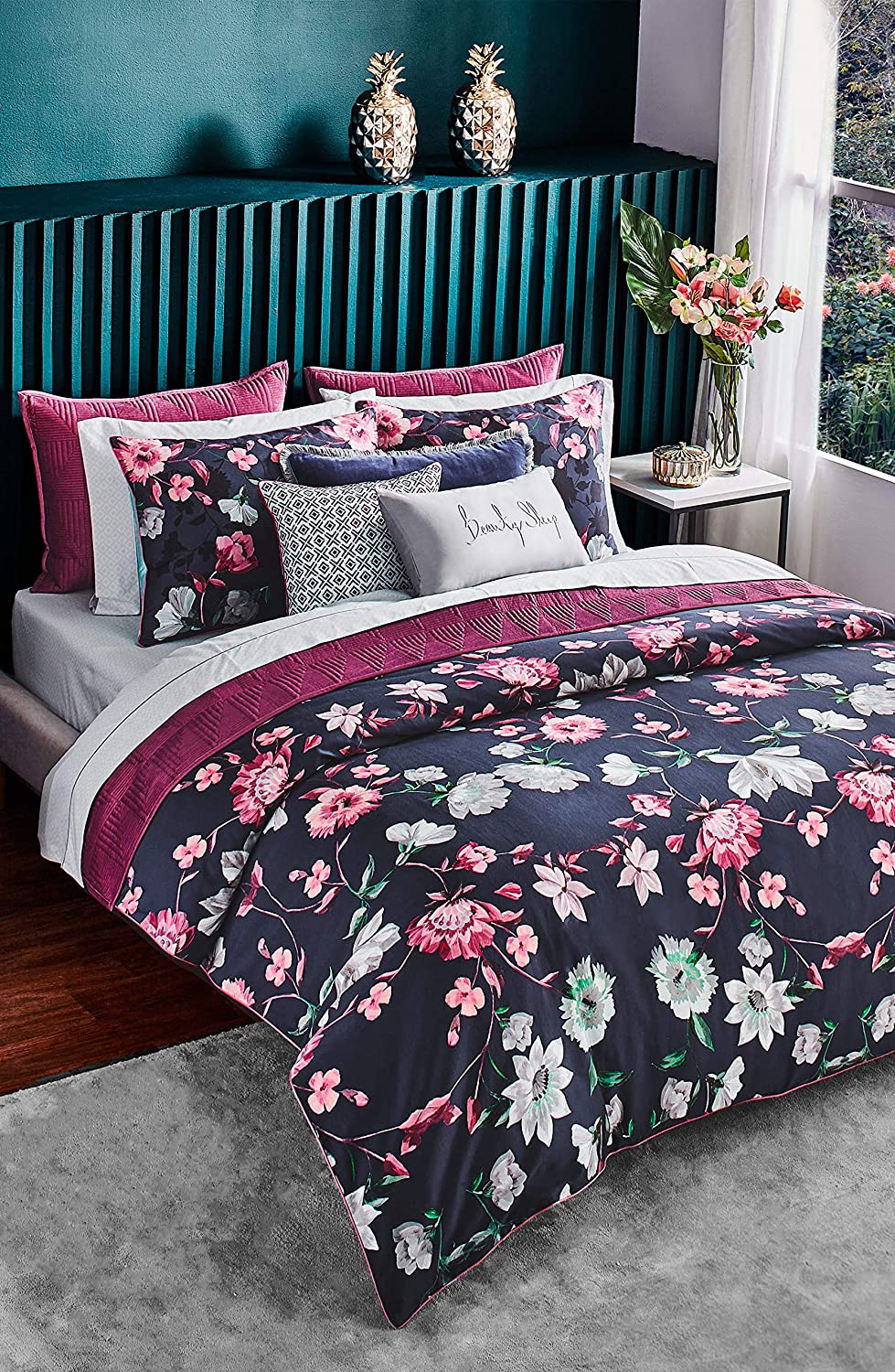 Price:$166.56 Baker Rhubarb Duvet Set, Full/Queen, Navy : Home & Kitchen