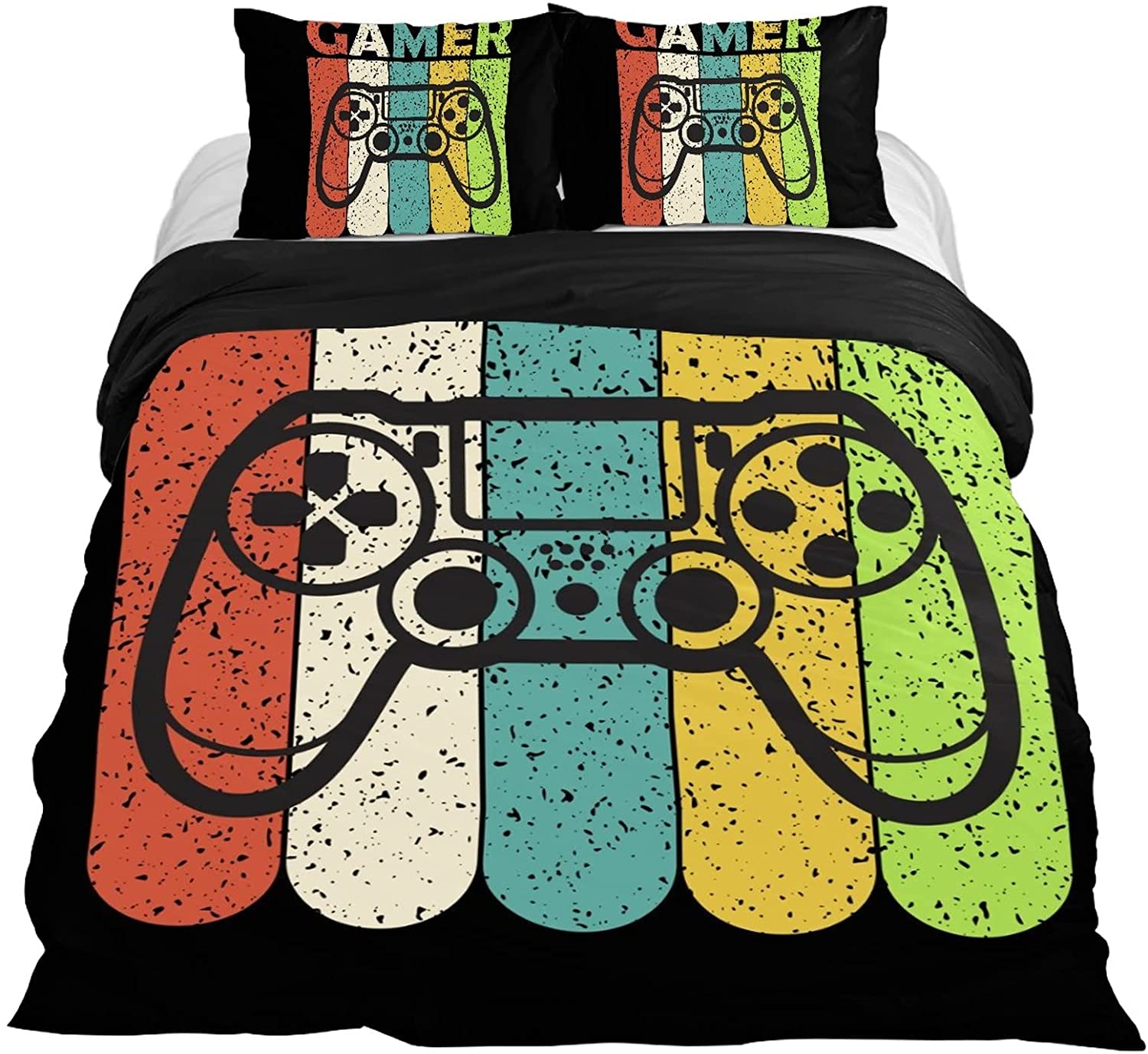 Price:$72.99 Cowper Gaming Gamepad Bedding 3 Piece Duvet Cover Set King Size,Comforter Cover with Zipper Closure, 4 Corner Ties : Home & Kitchen