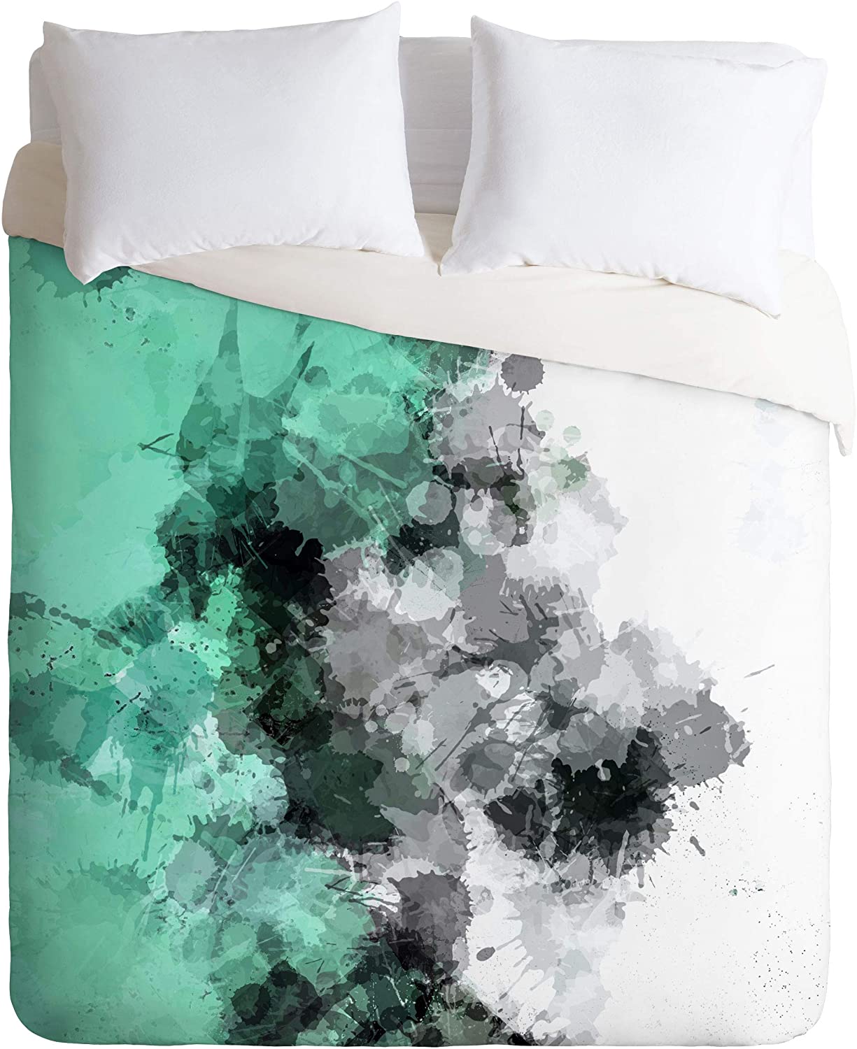 Price:$29.69 Sheila Wenzel-Ganny Mint Green Paint Splatter Abstract Duvet Cover Set with Pillowcase(s), Full/Queen, Jersey City Skyline : Home & Kitchen