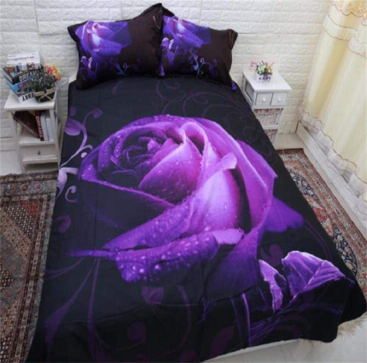 Price:$27.66 Duvet Cover Queen Reversible Rose Pattern Printed Bedding Set with Zipper Closure,3 Pieces (1 Duvet Cover +2 Pillowcases) : Home & Kitchen