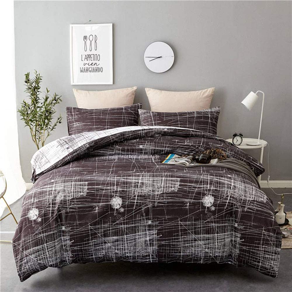 Price:$25.99 Black and White Abstract Stripe Art Design Microfiber Zipper Closure Comforter Set Soft 3Pcs Duvet Cover Set(1 Duvet Cover + 2 Pillow Shams)(Queen,Black) : Home & Kitchen