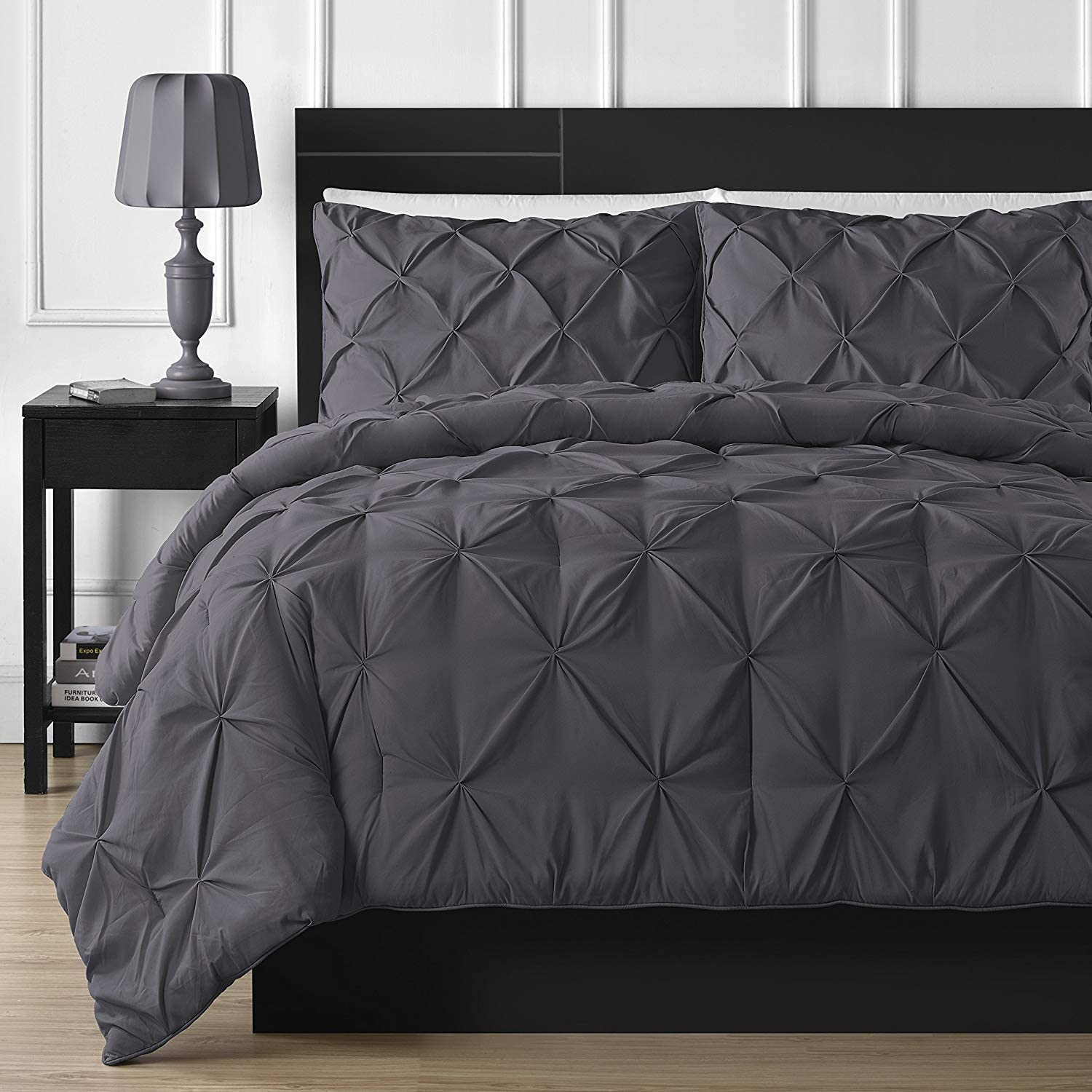 Price:$150.25 Bedding Soft Reliable Luxurious Full/Queen Gray 5 Pc Pinch Pleated Duvet Cover 800 TC Comfy Bedding Set, Seasonable Comforter Cover_88" x 88" in : Home & Kitchen