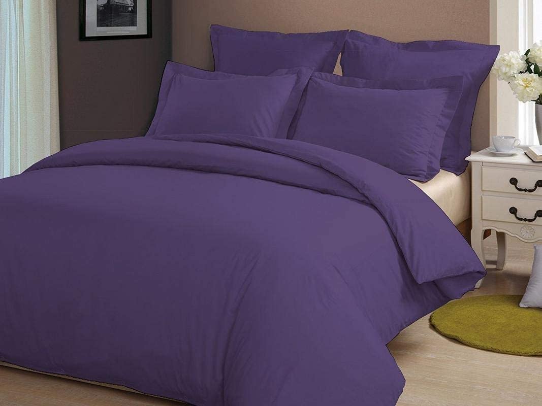 Price:$155.00 Bedding||Luxurious 100% Egyptian Cotton 400 Series Magnificent Quality Hypoallergenic||Bedding Set of 7 PC (1 Flat Sheet,1 Fitted Sheet,1 Duvet Cover,4 Pillowcases) Cal. King, Purple : Home & Kitchen