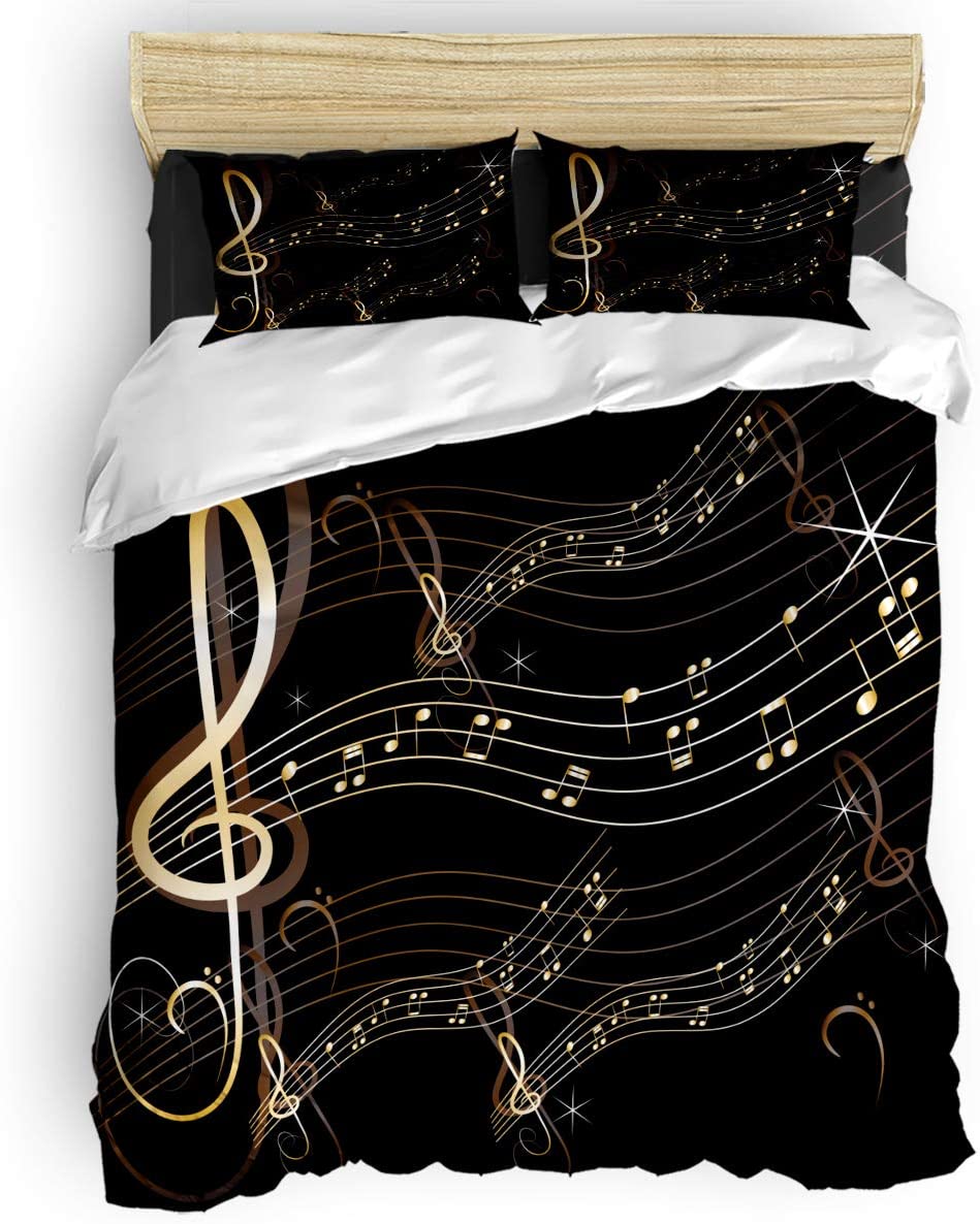 Price:$119.53 Piece Bedding Sets Music Note Duvet Cover Set One Side Printed Super Soft Twill Plush Comforter Set Full Size : Everything Else