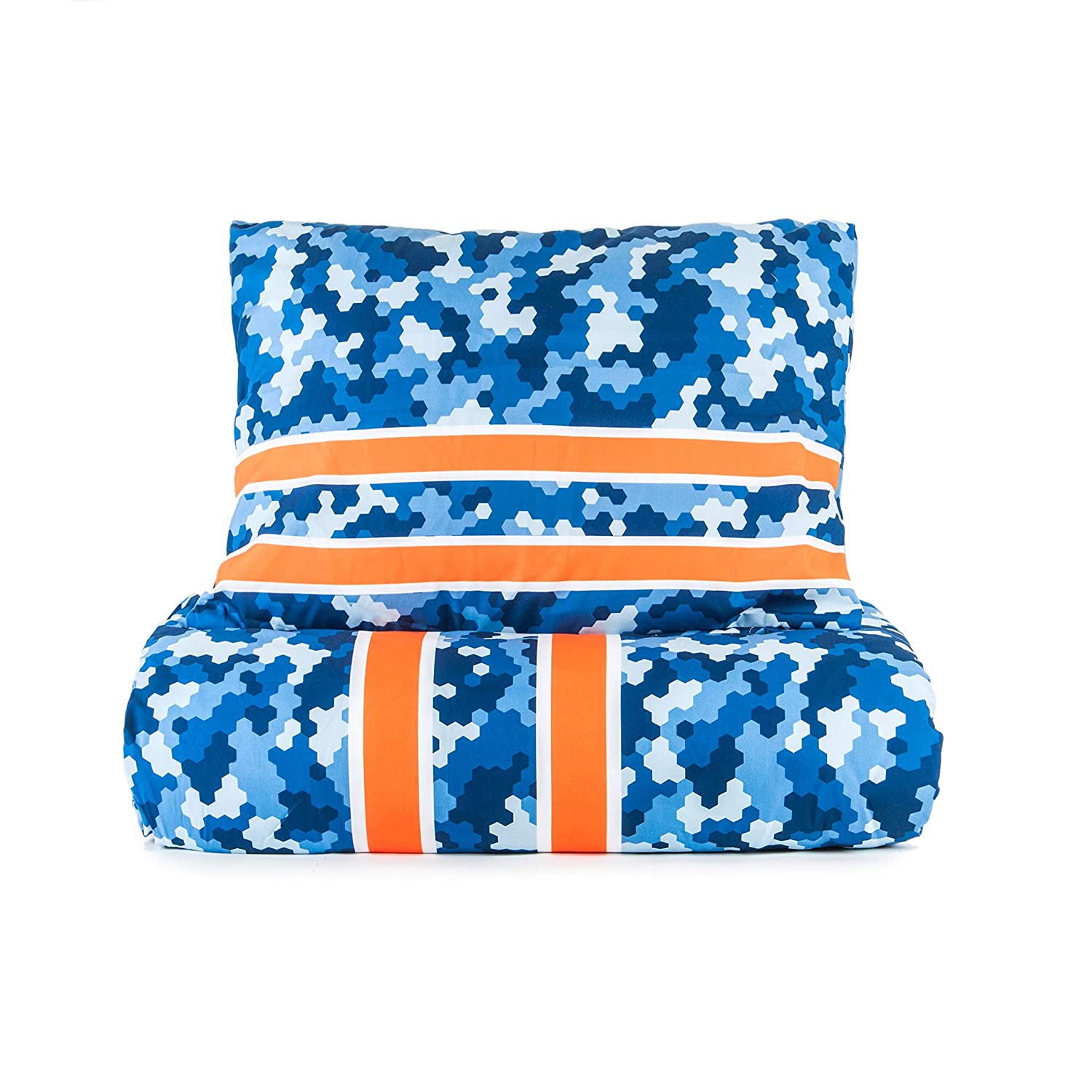 Price:$22.39 Cool Camo Duvet Cover & Pillowcase 2 Piece Set, Dark Blue with Orange Stripe, Twin : Home & Kitchen