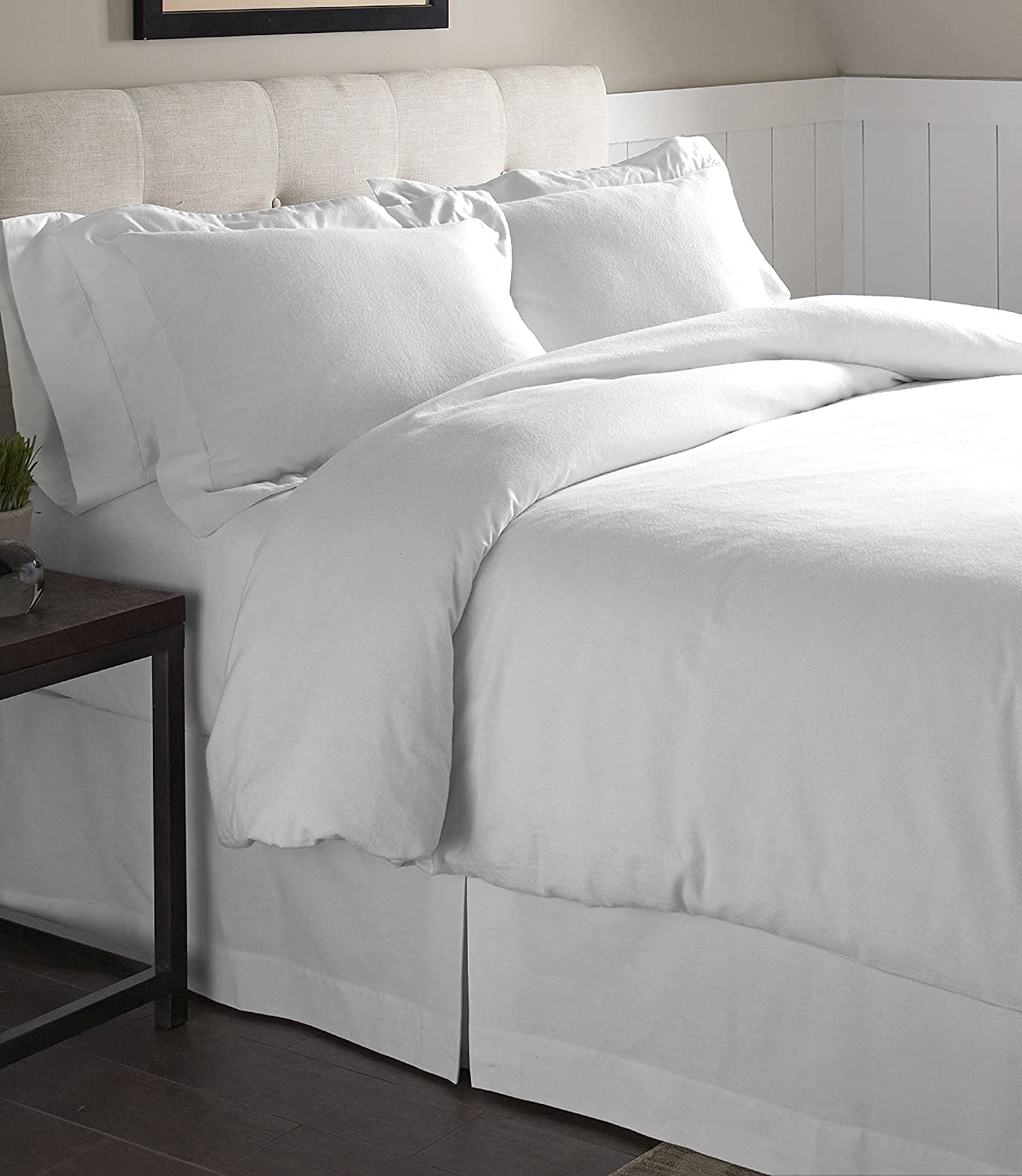 Price:$60.99 Flannel Oversized Duvet Set, Full/Queen, White : Home & Kitchen