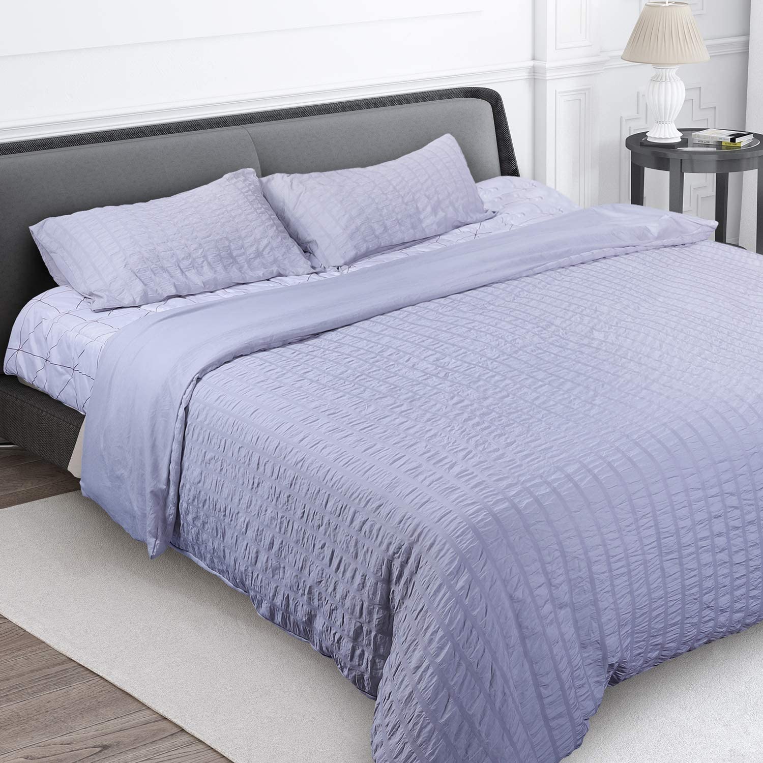Price:$23.99 Queen Size Duvet Cover Set, Light Grey Duvet Cover, 3 Piece Bedding Set with 1 Comforter Cover and 2 Pillow Case, 100% Washed Microfiber, Soft and Breathable : Everything Else