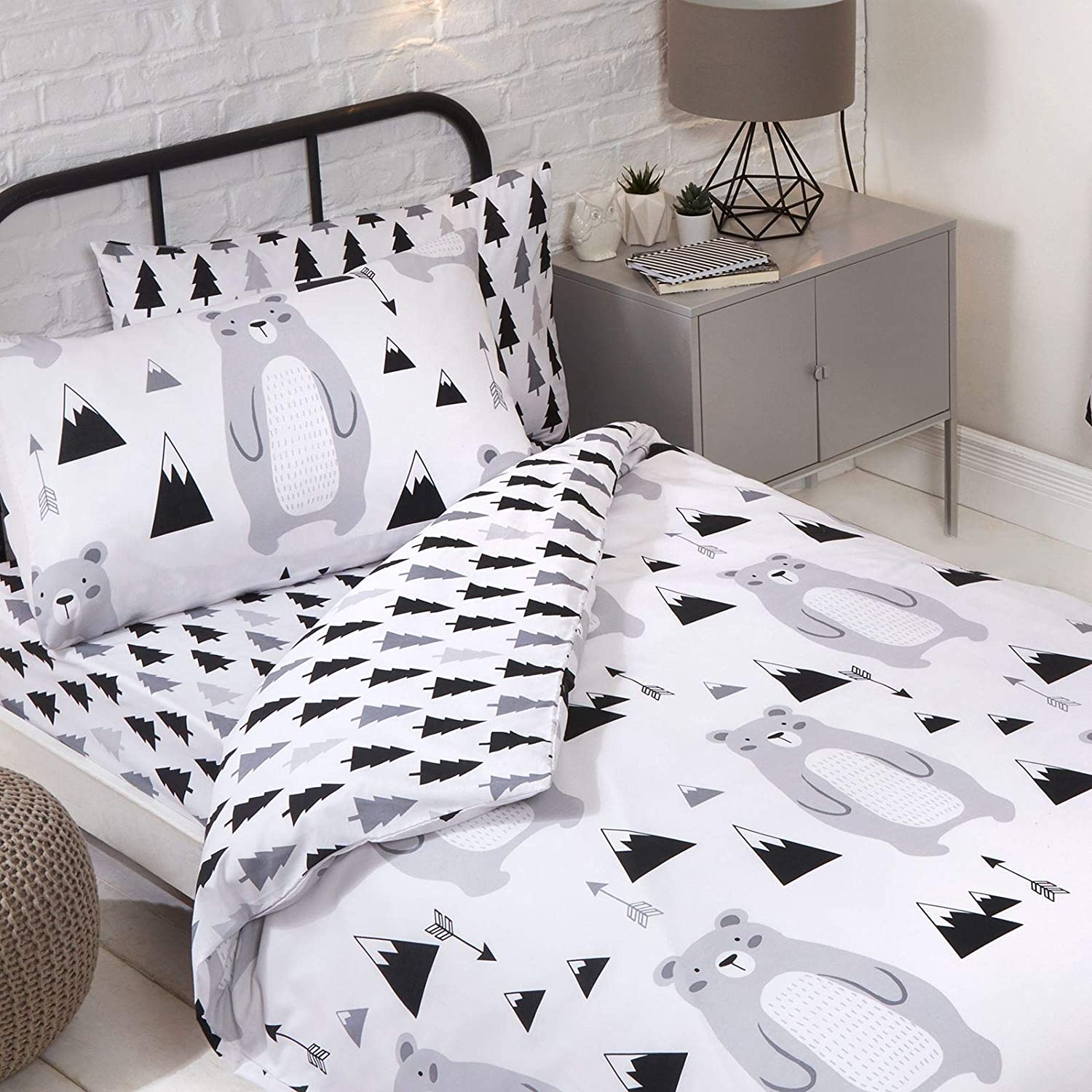 Price:$23.50 Right Home Scandi Bear Single Duvet Cover and Pillowcase Set : Home & Kitchen