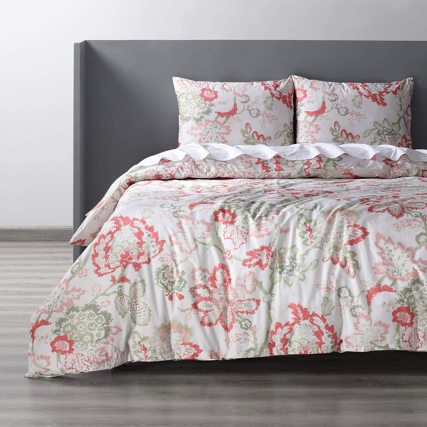 Price:$75.84 Fabrics Furnishings Divine Coral Cotton Percale Printed Duvet Cover Set, Queen : Home & Kitchen