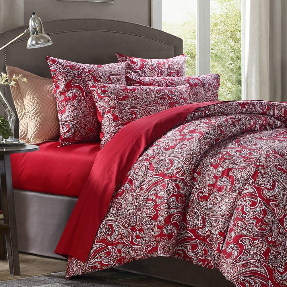 Price:$124.90 Luxurous Paisley Damask Duvet Cover King Size Set with Pillowcase Set of 4 Ultra Soft Egyptian Cotton Bedding : Home & Kitchen