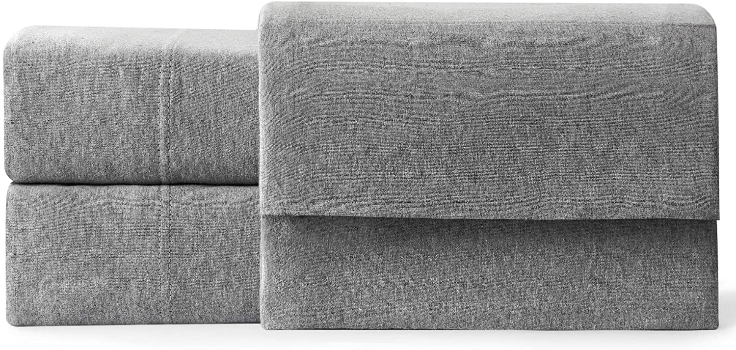 Price:$39.99 Jersey Knit Sheets Full Set - 100% Cotton T Shirt Bed Sheets for Full Size Bed , Light Grey , 4 PC Cotton Sheets : Home & Kitchen