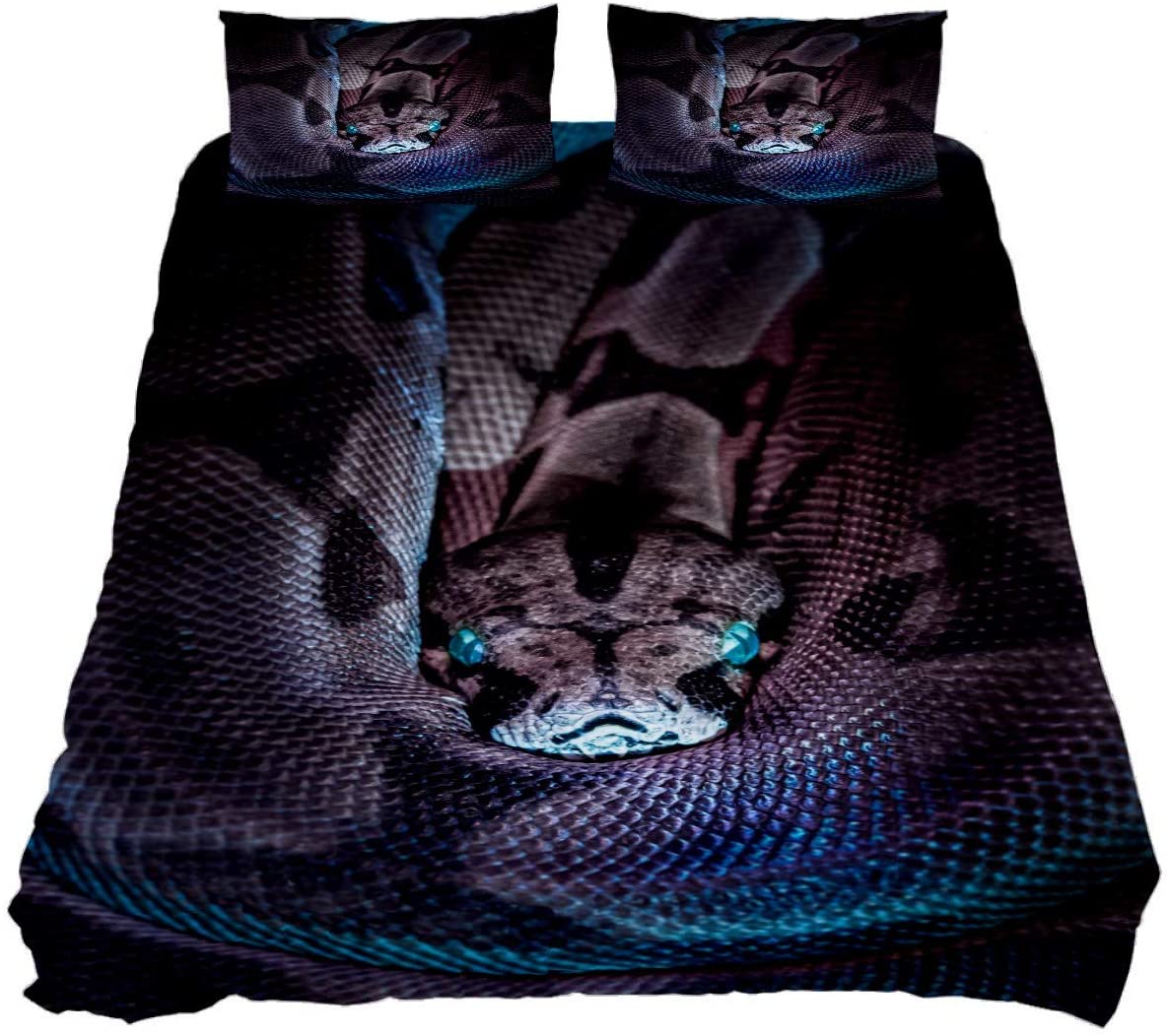 Price:$50.50 Snake 3-Piece Bedding Set Art Design Print Decorative Comfortable Soft Quilt Cover Bedding Set with 2 Pillows（Queen 90''90''） : Home & Kitchen