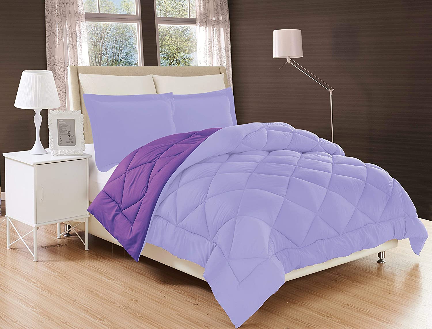 Price:$35.99 Comfort All Season Comforter and Year Round Medium Weight Super Soft Down Alternative Reversible 2-Piece Comforter Set, Twin/Twin XL, Lavender/Purple : Everything Else