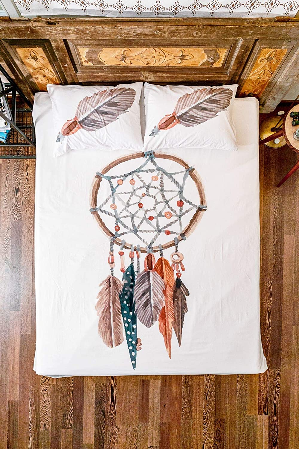 Price:$59.90 100% Cotton Macrame Feather Themed Duvet Cover Set, Full/Queen Size Bedding Set, Duvet Cover and 2 Pillowcases, (3 Pieces) : Home & Kitchen