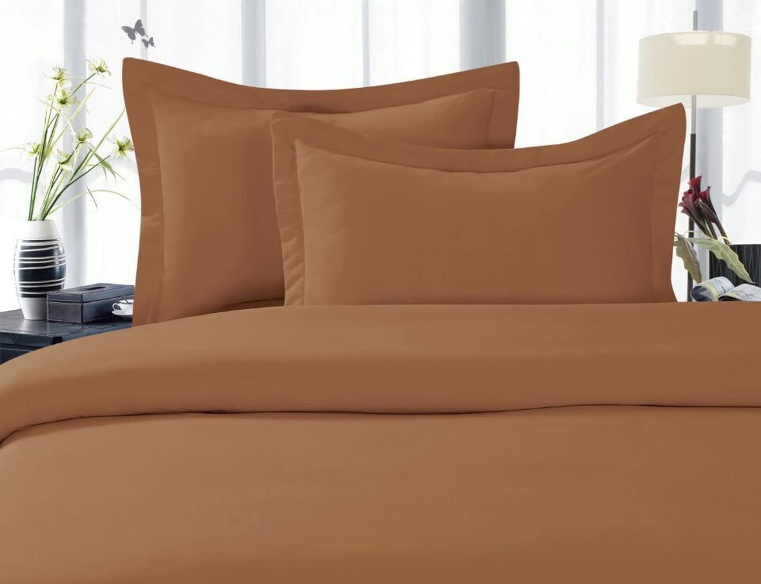 Price:$30.42 Linen ® 1500 Thread Count Egyptian Quality Super Soft Wrinkle Free 3 pc Duvet Cover Set, King/California King - Mocha Chocolate : Home & Kitchen