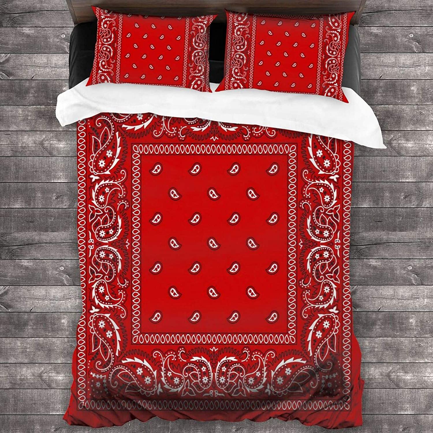 Price:$45.99 Bandana Red Boutique 3 Piece Bed Sheet Set All-Season Microfiber 1800, Super Soft, Comfortable and Luxurious 86x70inch Queen : Home & Kitchen