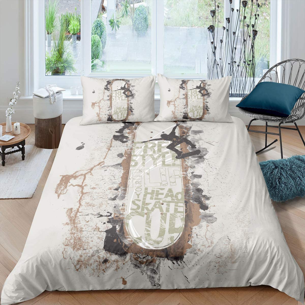 Price:$47.00 Fairy Yellow Ivory Duvet Cover Set Skateboard Soft Lightweight Down Duvet Comforter Quilt Bedding Covers Set with Zipper (1 Duvet Cover +2 Pillowcases) King 104x90Inches : Home & Kitchen