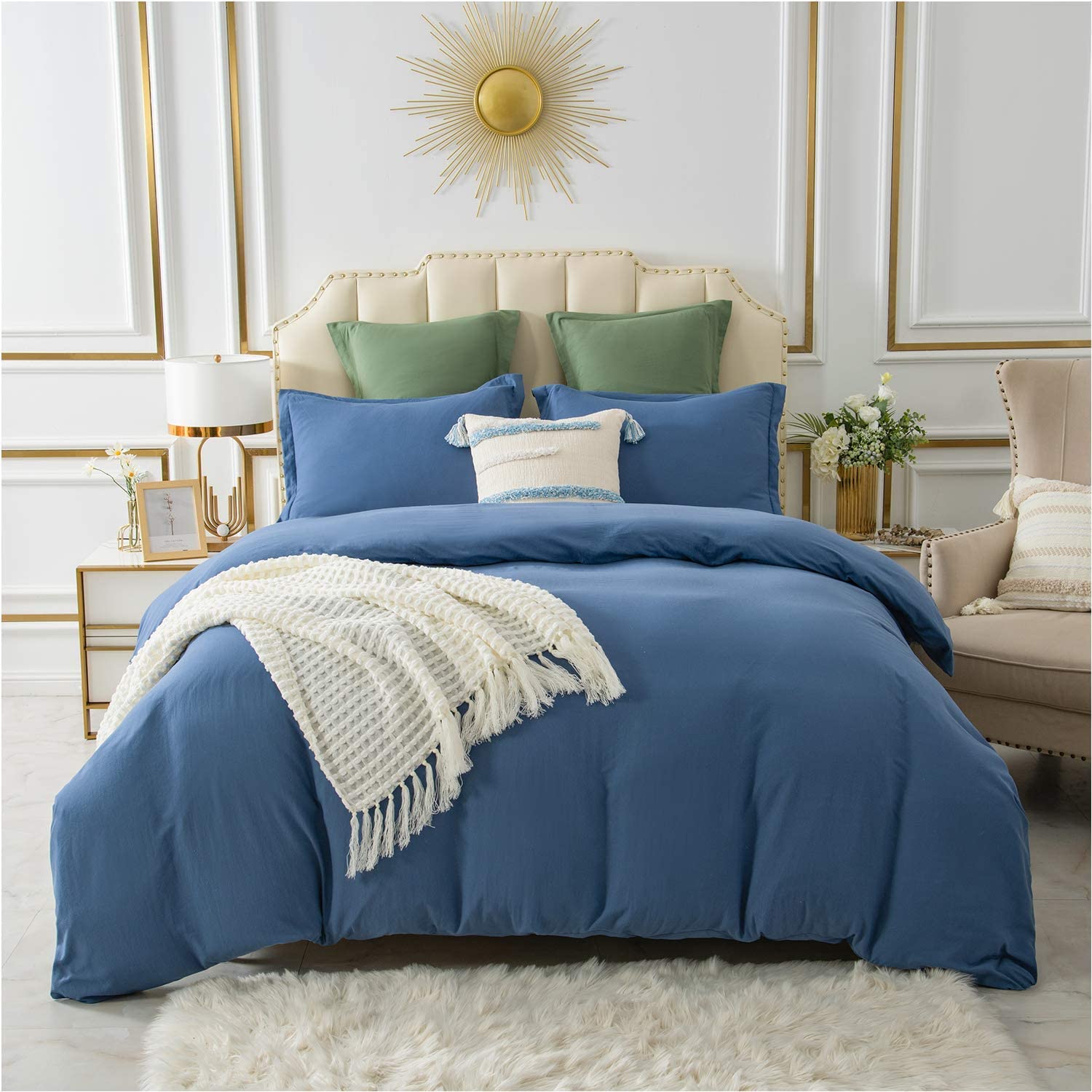 Price:$19.99 King Duvet Cover Set, Navy Blue Duvet Cover King Size with Zipper Closure, Super-Soft Washed Microfiber Bedding Sets, King Size Comforter Cover, 104x90 Inches : Home & Kitchen