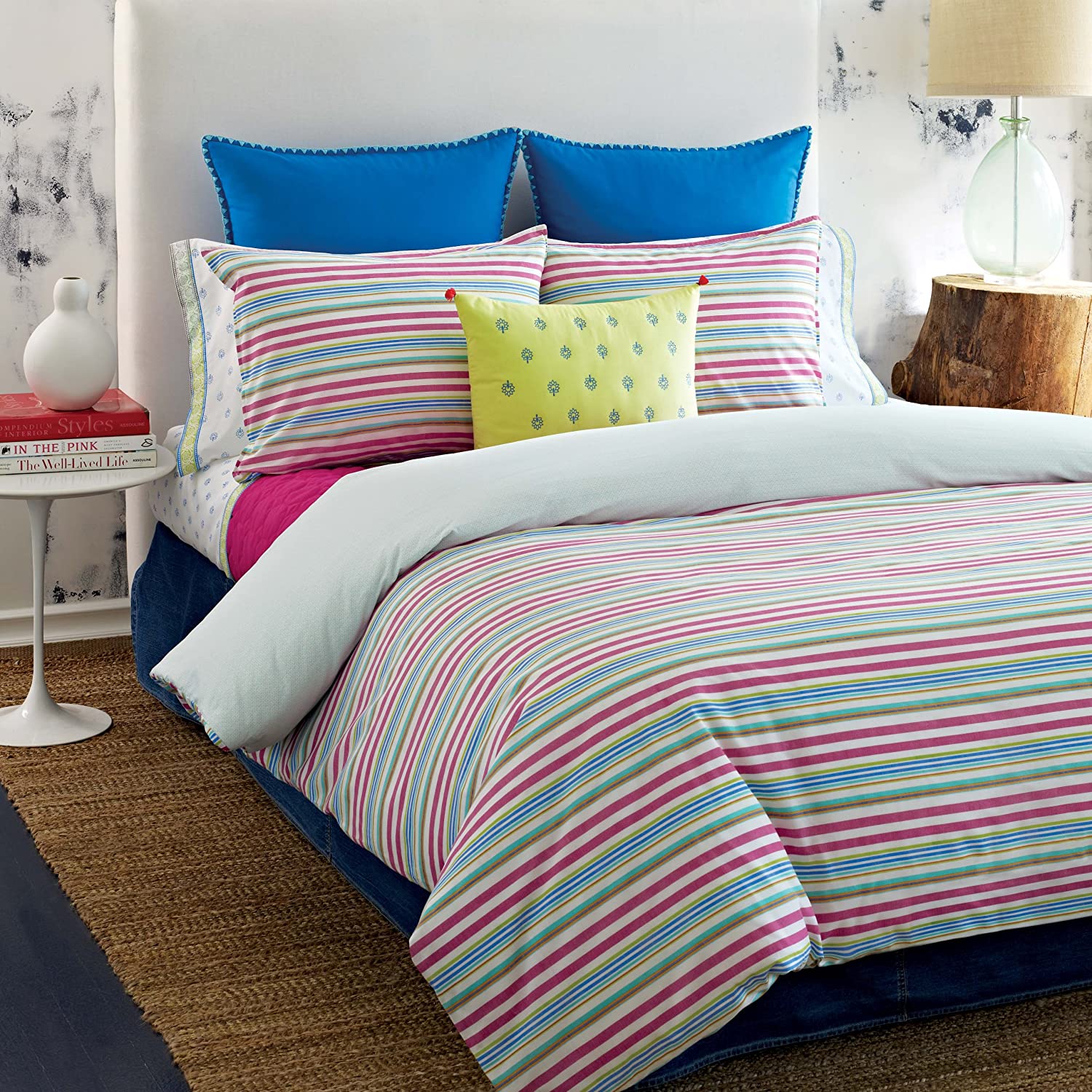 Price:$230.00 Hilfiger Pryia Stripe Cotton Duvet Cover Set, Full/Queen (Old Pattern) : Home & Kitchen