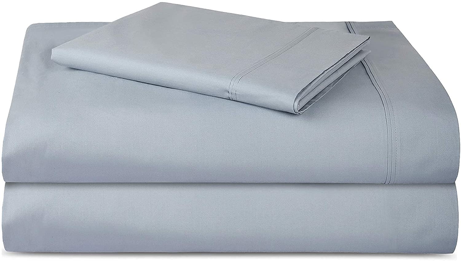 Price:$39.99 300 Thread Count Cotton Deep Pockets Bed Sheet Set, Flat Sheet, Fitted Sheet, 1 Pillow Cover, Solid, Twin, Blue Fog : Home & Kitchen