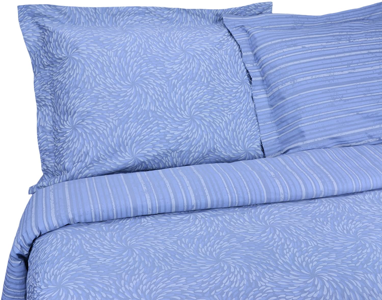 Price:$49.89 Home Reflections Collection Teardrop/Stripe Reversible 300 Thread Count 100-Percent Cotton Sateen King 3-Piece Duvet Set, Blue : Home & Kitchen