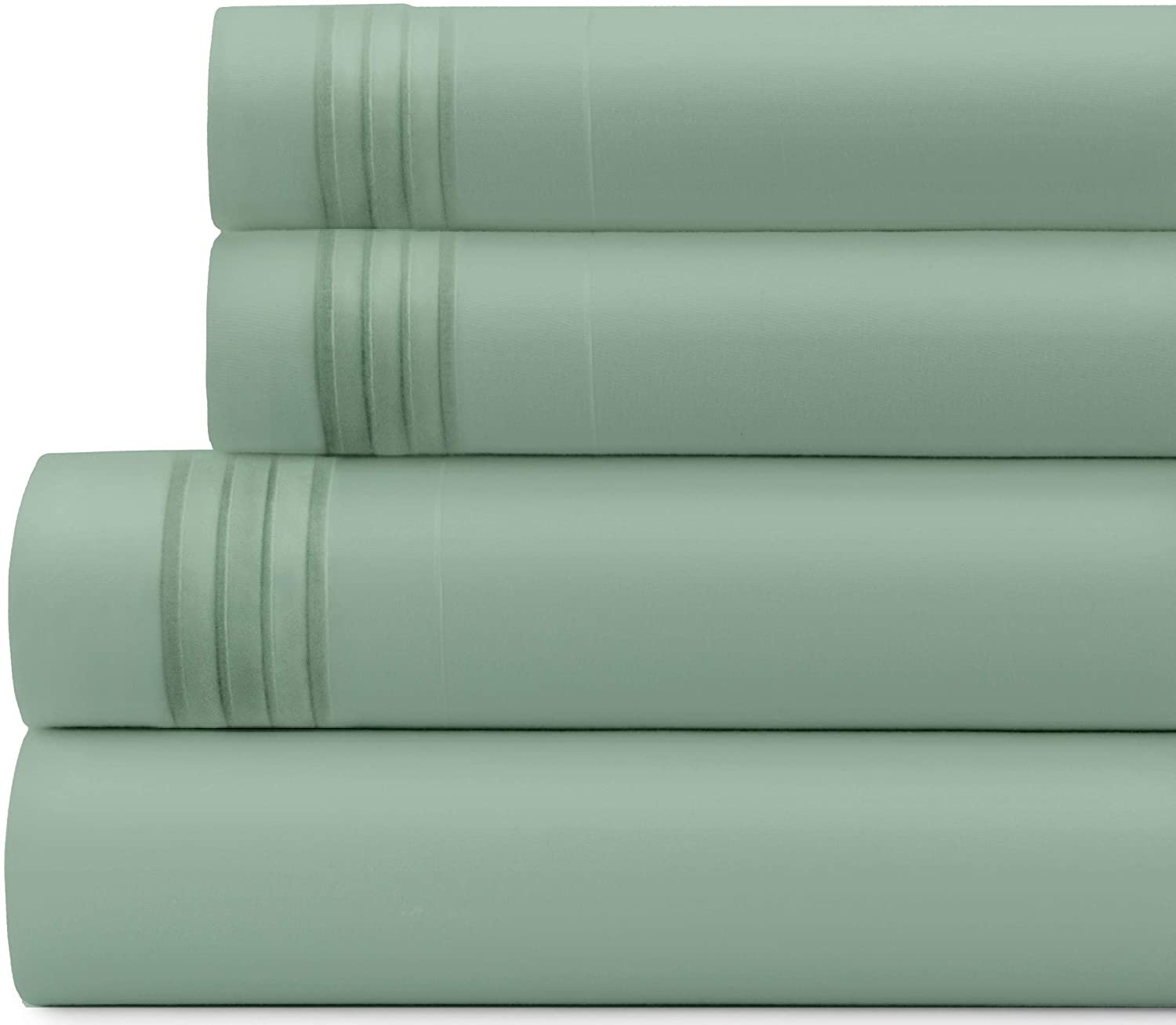 Price:$30.40 Home Bed Sheet Set – Brushed Microfiber 1900 Premium Quality Soft Fabric Breathable Bedding – Wrinkle, Fade & Shrinkage Resistant 4 Piece Sheets (King/Sage) : Home & Kitchen