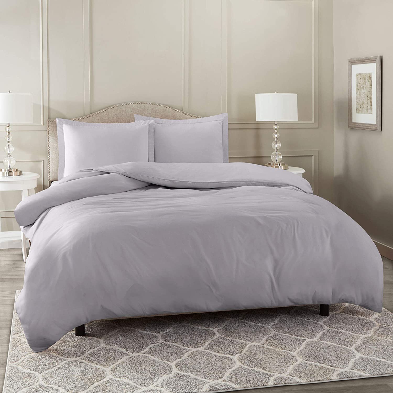 Price:$66.99 Linen 800 Thread Count 100% Egyptian Cotton Lightweight 3-PCs Duvet Set (1 Duvet Cover Zipper Closure with Corner Ties & 2 Pillow Shams) Solid Style (Full/Queen, Silver Grey) : Home & Kitchen