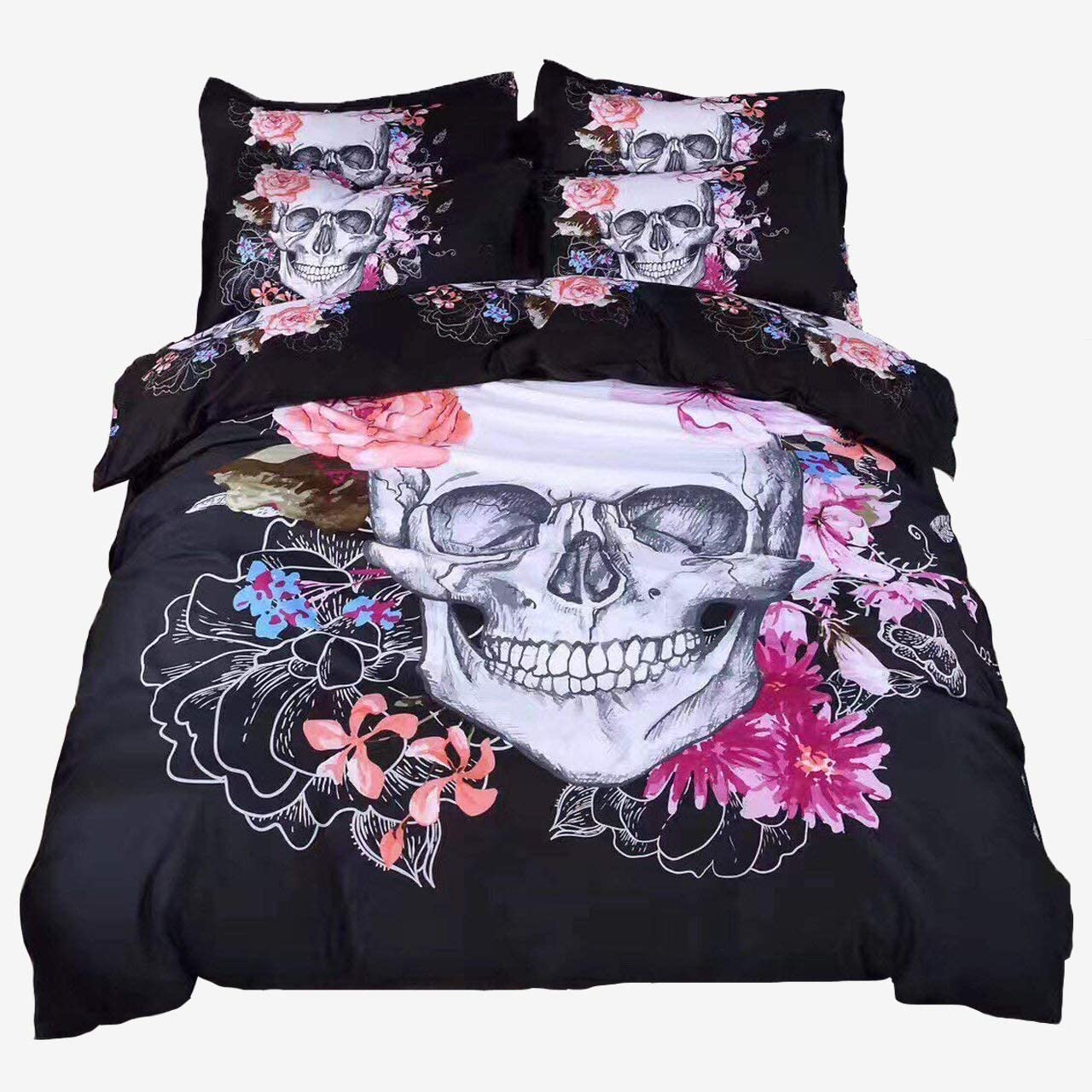 Price:$49.99 Skull,Queen Size,4pc Bedding Sheet Sets,Included:1Duvet Cover,1Fitted Sheet,2 Pillowcase(no Comforter Inside) (Queen, Fitted Sheet) : Home & Kitchen