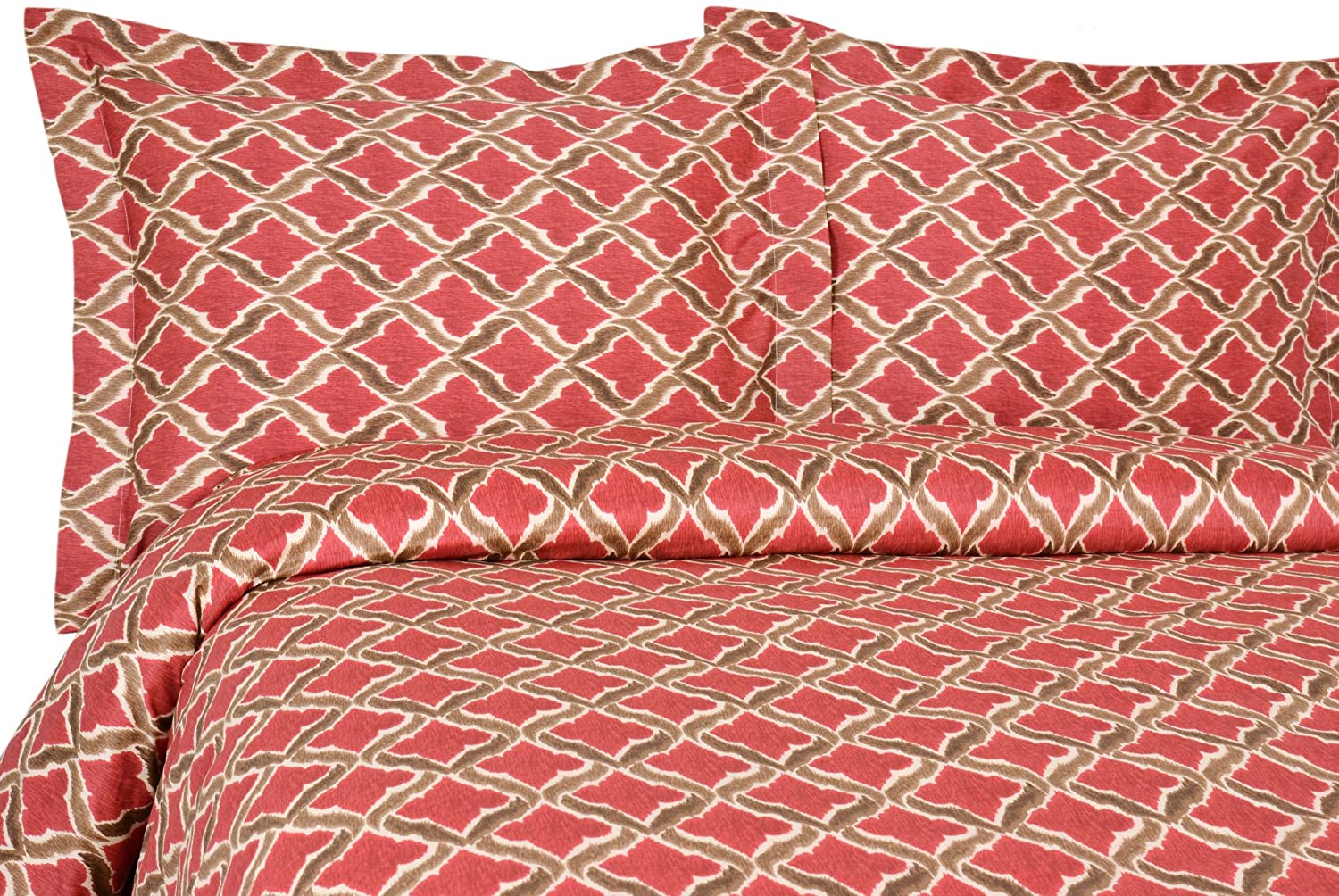 Price:$56.50 Home Products Turnio Ikat Collection 300 Thread Count Sateen 3-Piece Duvet/Sham Set, King, Red : Home & Kitchen