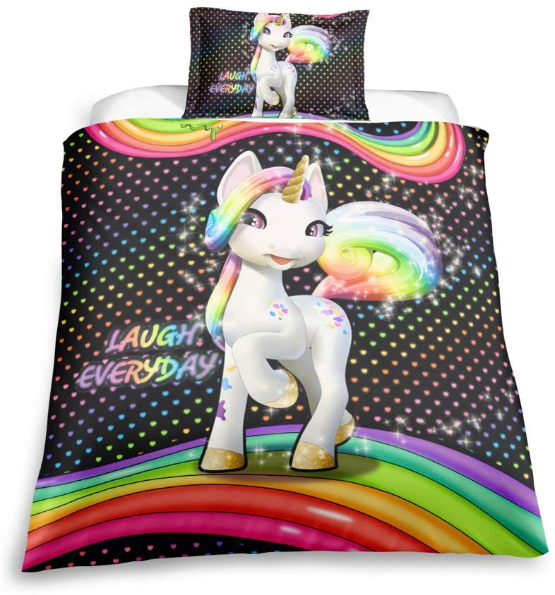 Price:$29.99 Kawaii Cartoon Unicorn Duvet Cover Set, Kids Bedding Set. Included: 1 Duvet Cover, 1 Pillowcase(no Comforter Inside) (02, Twin) : Home & Kitchen