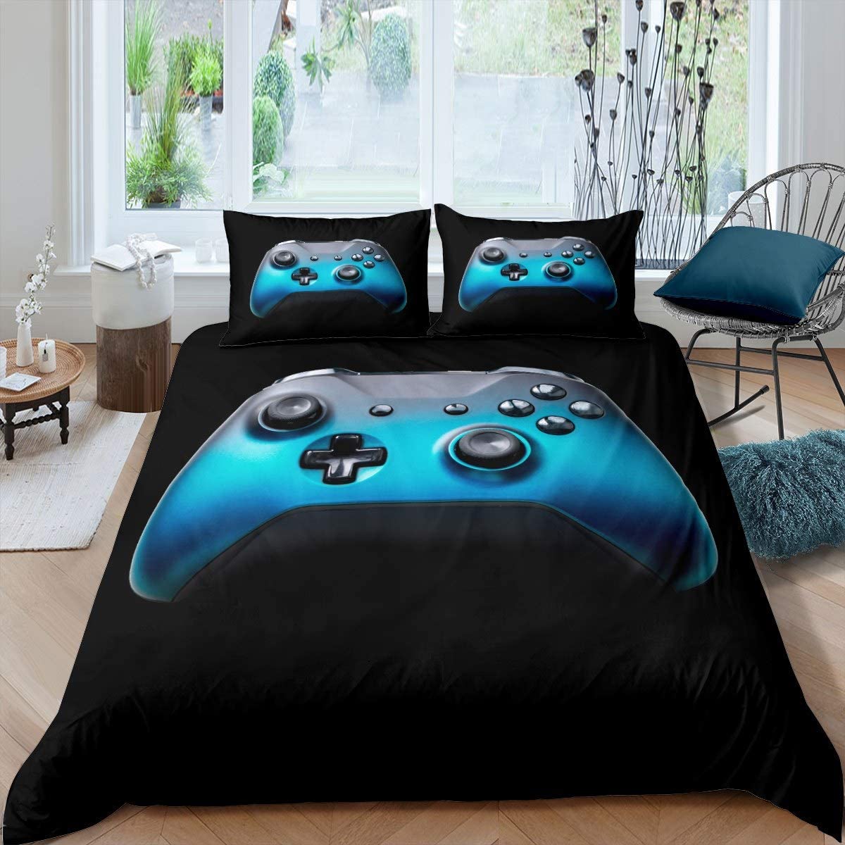 Price:$19.99 Boys Games Duvet Cover Blue Gradient Gamepad Printed Bedding Set Kids Teens Adults Video Game Gamepad Comforter Cover Game Controller Bedspread Bedroom Collection 2Pcs Twin Size : Home & Kitchen