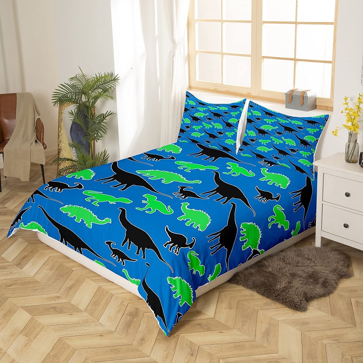 Price:$41.99 Dinosaur Bedding Set Cartoon Dinosaur Print Duvet Cover for Kids Boys Girls Dino Silhouettes Comforter Cover Animal Pattern Bedspread Cover 1 Duvet Cover with 2 Pillowcases Full : Home & Kitchen