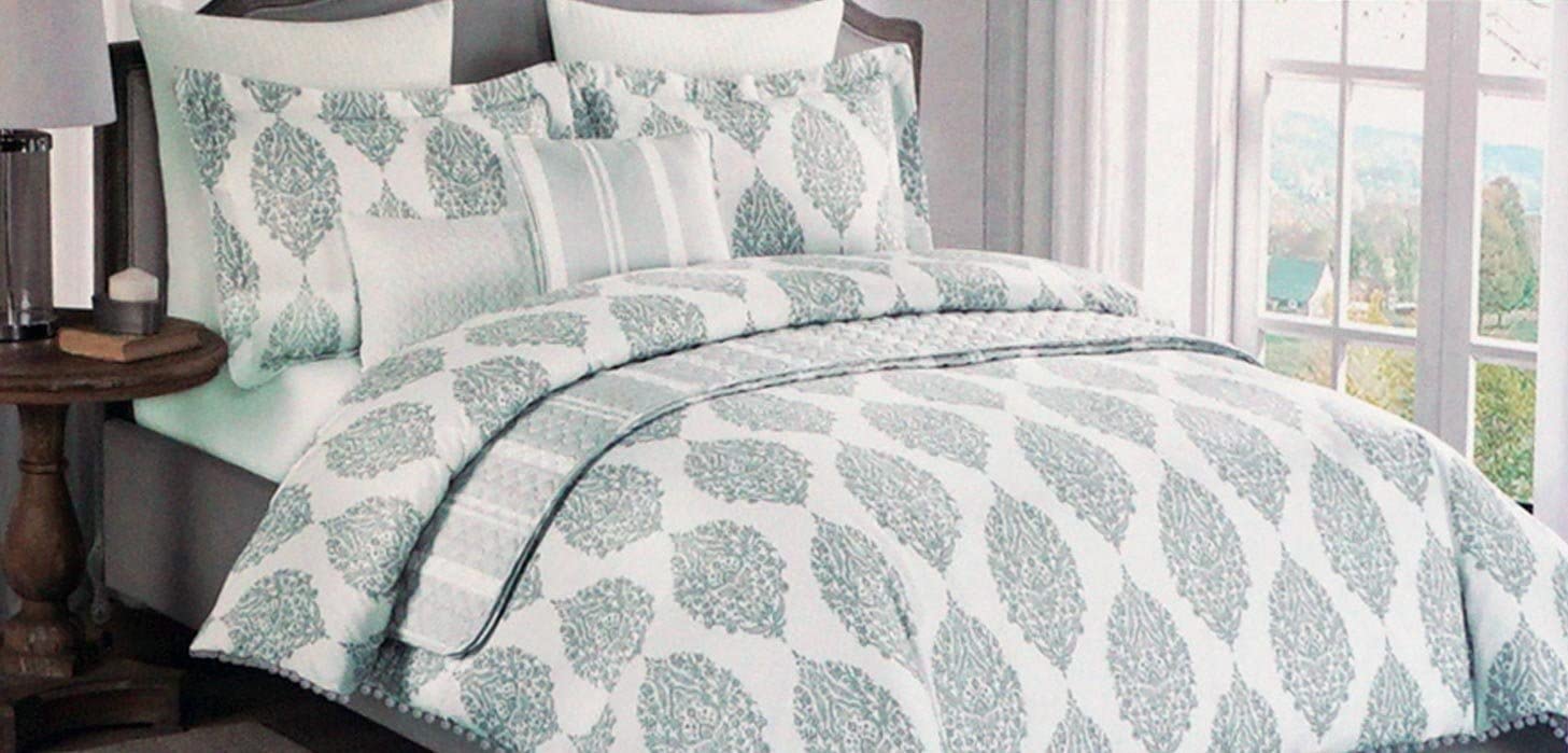 Price:$34.99 Bedding 3 Piece Full/Queen Duvet Cover Set Floral Paisley Medallions in Shades of Gray on White - Salzburg : Home & Kitchen