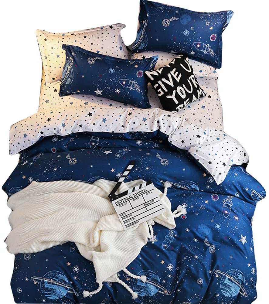 Price:$38.99 Boys Star Galaxy Planet Bedding Twin Duvet Cover Set Space Boundless Starlight Reversible Bedding Set,Microfiber,Zipper Closure,Space Theme Kids Quilt Cover(Space,Queen) : Home & Kitchen