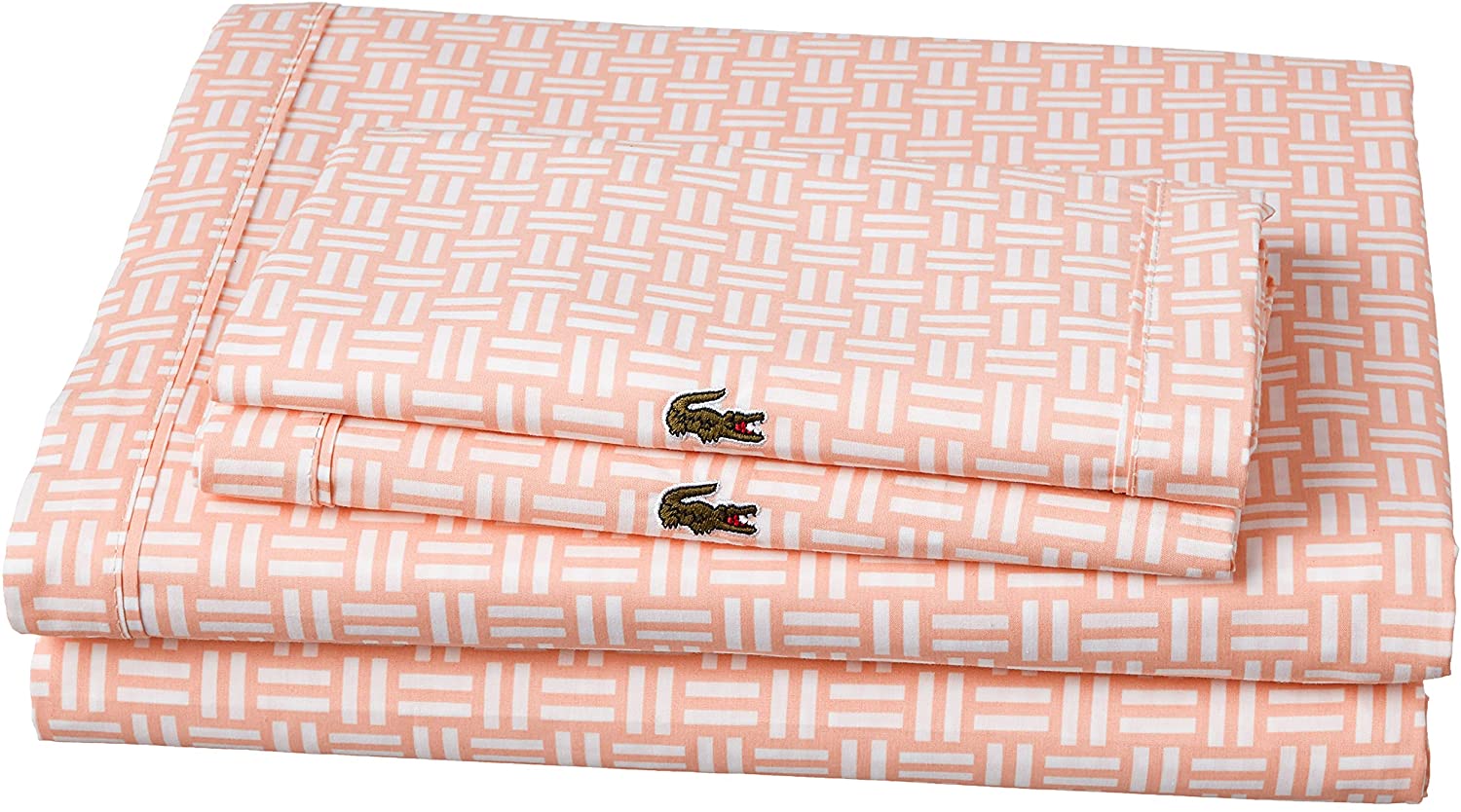 Price:$44.54 100% Cotton Percale Sheet Set, Basketweave Print, Iced Apricot, Queen : Home & Kitchen