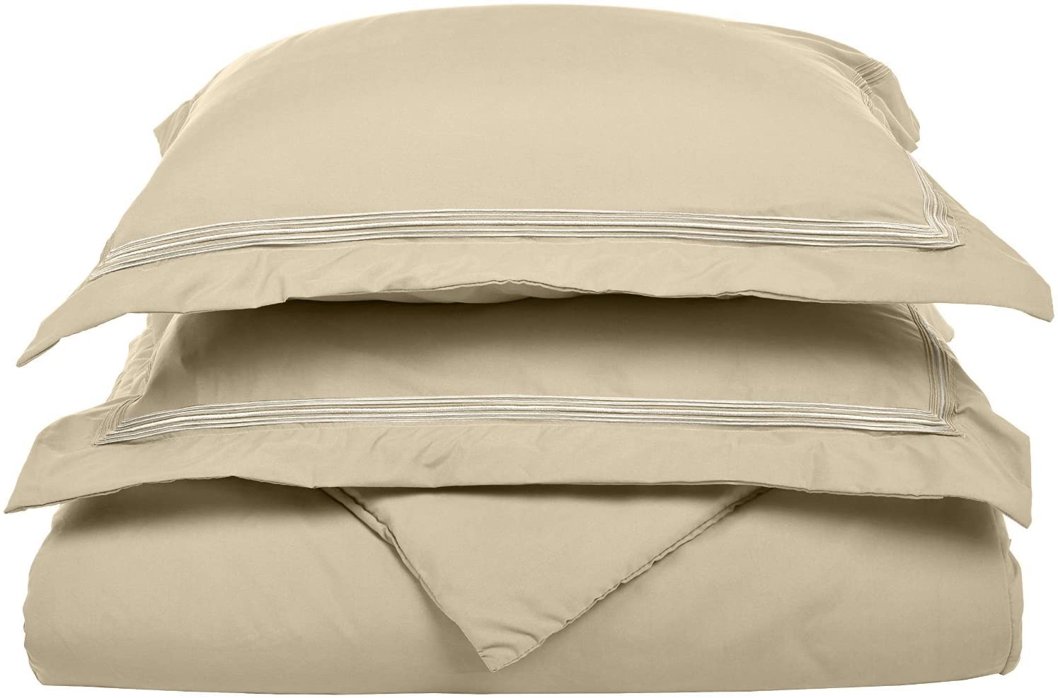 Price:$25.99 5-Line Embroidery Duvet Cover Set, Gift Box, Full/Queen, Tan : Home & Kitchen