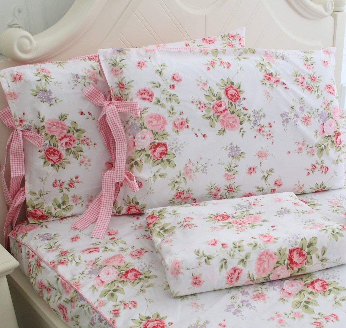 Price:$65.00 Super Soft Luxury Pink Floral Bedding Set,Colorful Bed Covers 4Pcs,Twin Size : Home & Kitchen