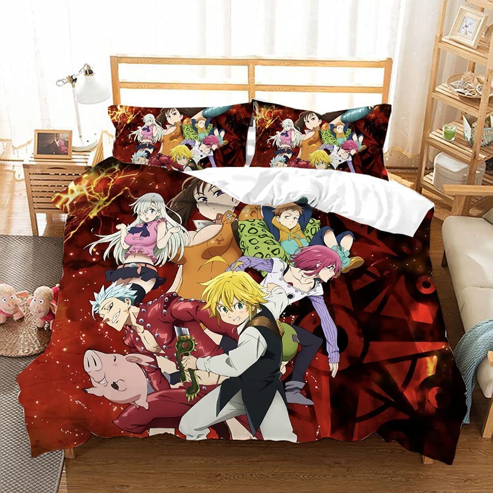 Price:$56.99 Anime Bedding Duvet Covers 3D Print Bedding Sets Soft Full/Twin Size for Teen Kid's Children(No Comforter) (The Seven Deadly Sins, Full:78"x90") : Home & Kitchen