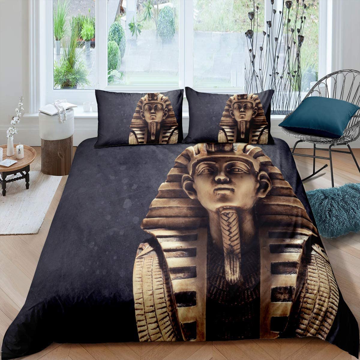 Price:$19.99 Egypt Comforter Cover Set Ancient Egypt Pharaoh Statue Print Duvet Cover for Kids Boys Girls Teens Ultra Soft Egypt Culture Microfiber Bedding Set Decor 3Pcs Quilt Cover Queen Black : Home & Kitchen