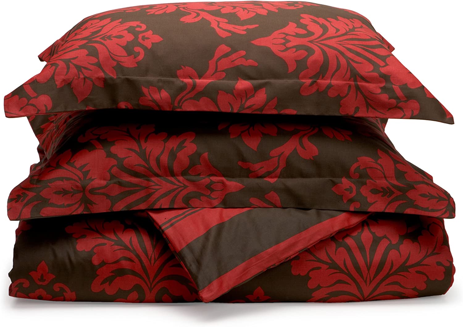Price:$38.52 Home Regency Collection 310 Thread-Count Havana Reversible Floral/Stripe Twin Duvet Set, Burg/Chocolate : Home & Kitchen