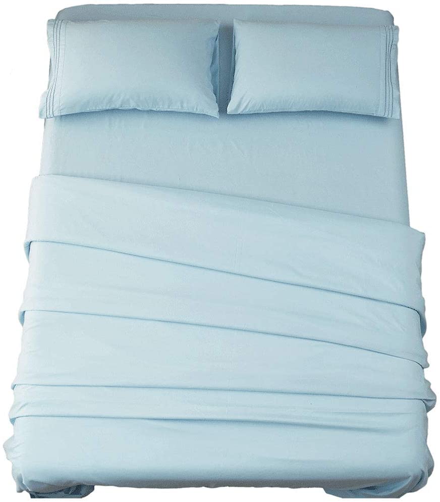 Price:$29.90 KATE Bed Sheet Set Super Soft Microfiber 1800 Thread Count Luxury Egyptian Sheets 16-Inch Deep Pocket，Wrinkle-4 Piece (Spa Blue, Queen) : Home & Kitchen
